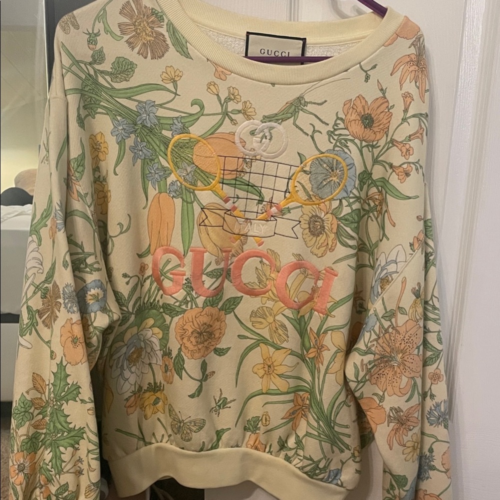Gucci Women's Floral Print Sweater - Cream and Multicolor